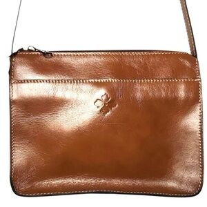 PATRICIA NASH Smooth 100% Genuine Cognac Leather X-body Bag - EUC